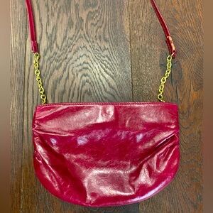 100% Leather Hobo Bag in Ruby Red